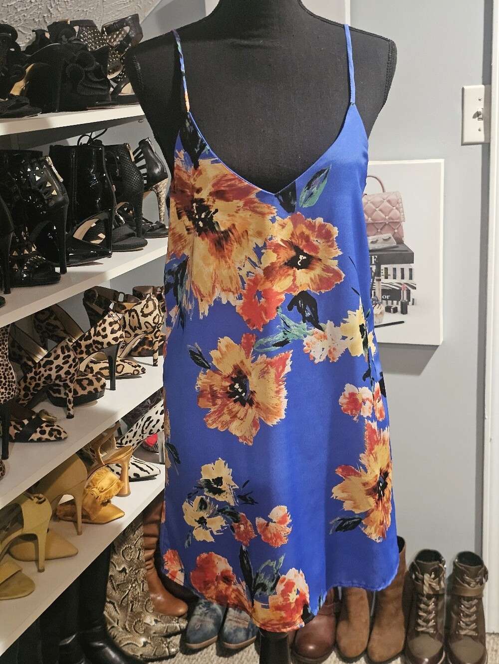 Blue Floral Slip Dress